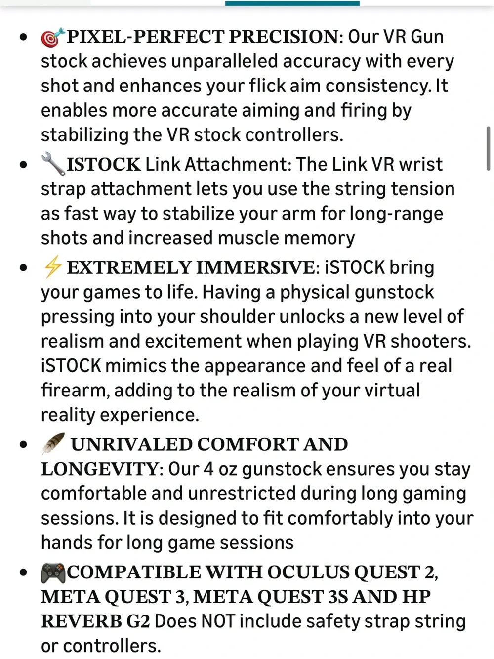 White VR Gun Stock Adapter for Meta Quest 2/3/3S